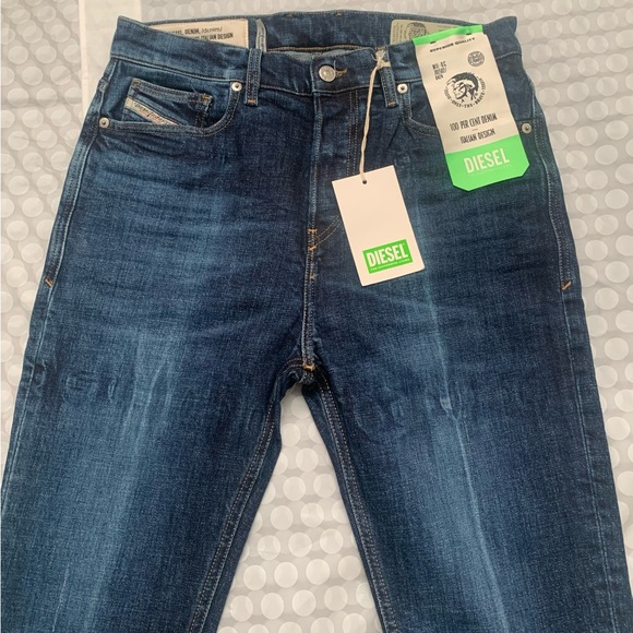 SOLD! Diesel D-Vider Carrot Blue Denim Jeans 0092X Stretch Distressed Mens - Picture 8 of 16